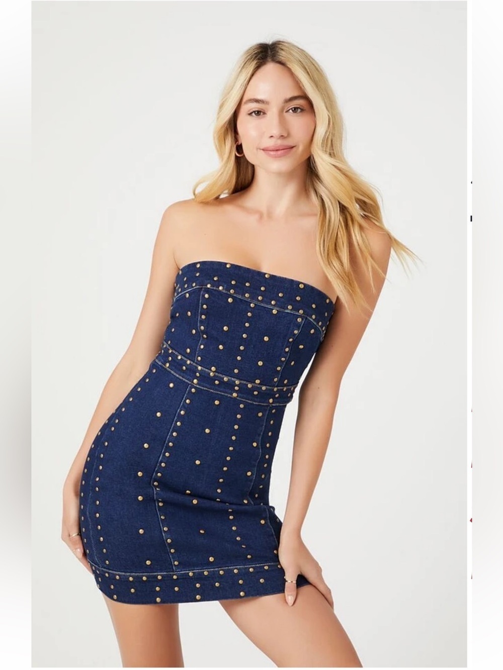 Forever 21 Strapless Studded Denim Mini Dress XS NWT